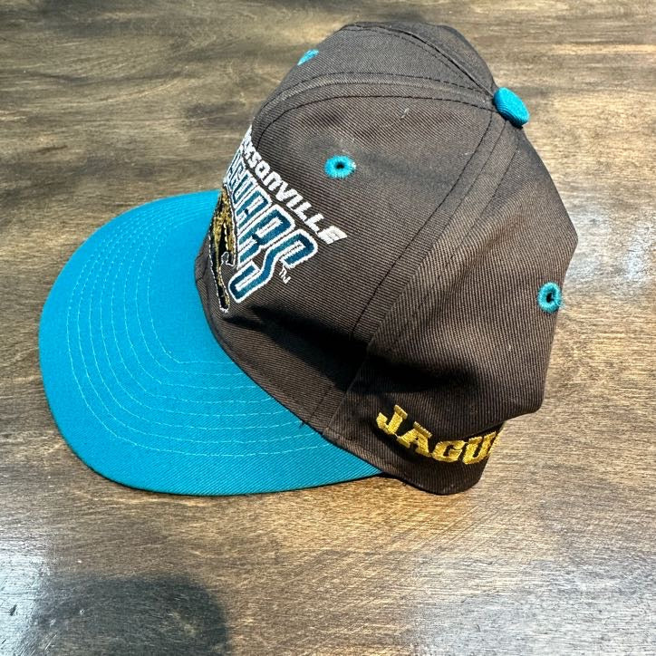 Vintage Jacksonville Jaguars Banned Logo Snapback Hat Cap Black Teal 90's